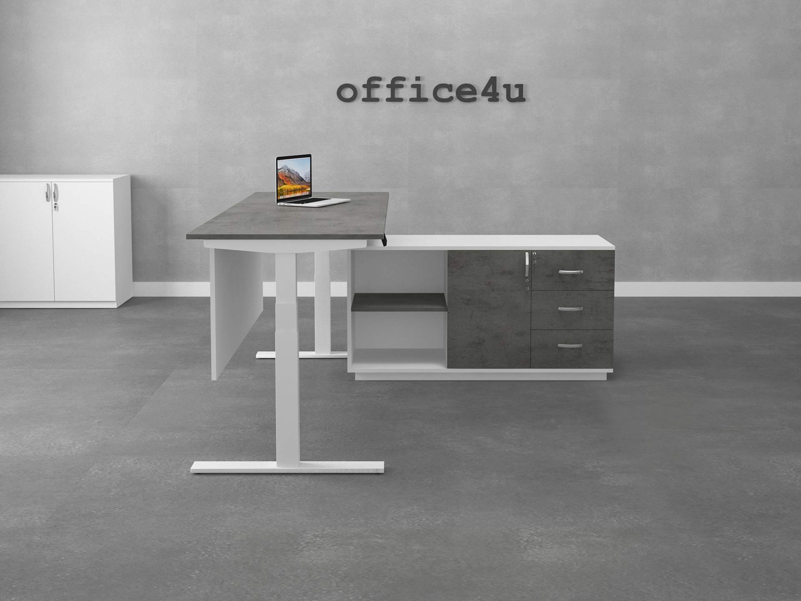 Jazz series Electric Height Adjustable Desk 4 Concrete-Lshape-Electric-Height-Adjustable-Desk