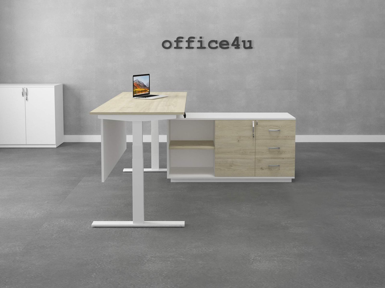 Jazz series Electric Height Adjustable Desk 2 Lshape-Electric-Height-Adjustable-Davos-Oakesk-Natural-
