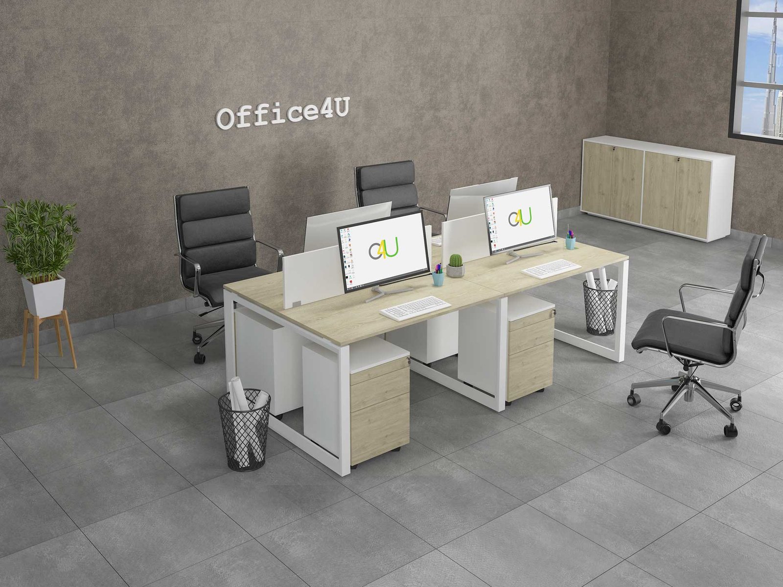Mas Series 4Person Face to Face Workstation 1 Mas Series 4Person Face to Face Workstation - Office Furniture in Dubai