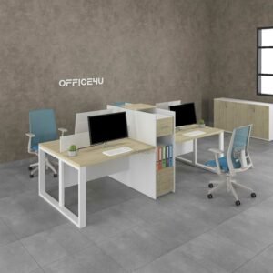 Amer Series 4 Cluster Workstation Desk With Cabinet