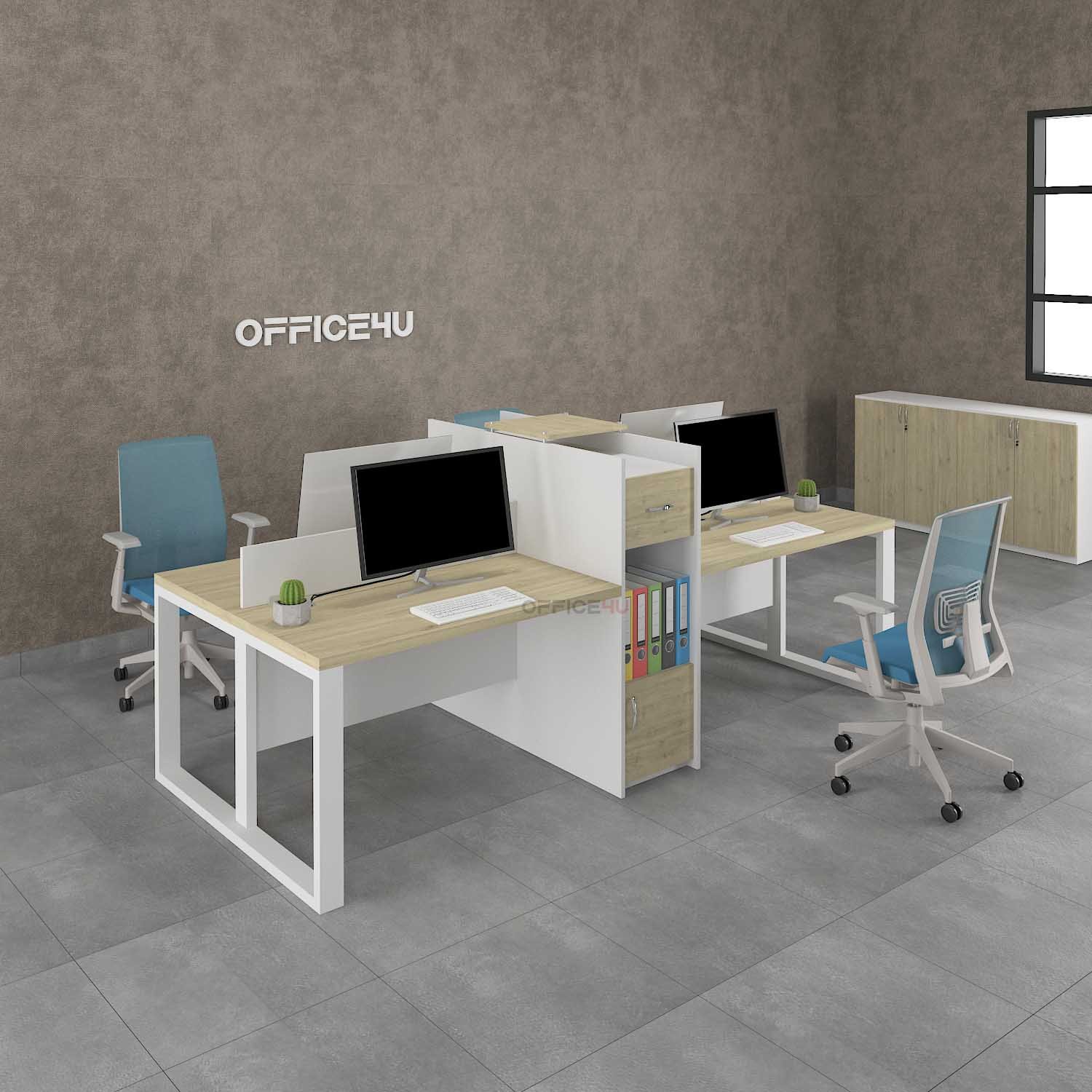 Amer Series 4 Cluster Workstation Desk With Cabinet 1 workstation-with-cabinet-in-dubai
