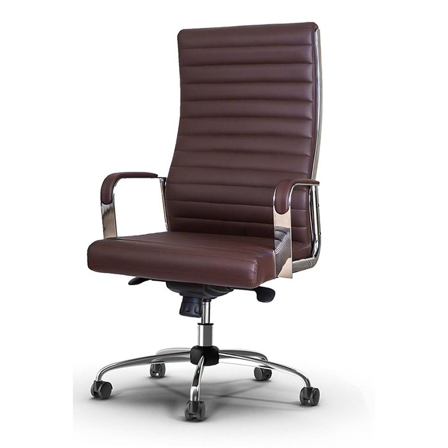 Silla Brown Office Chair With a Padden metal chrome armrest, knee mechanism. 1 Silla-Brown-Meeting-Chair