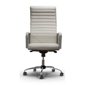 Silla White Meeting Chair with chrome armrest mechanism