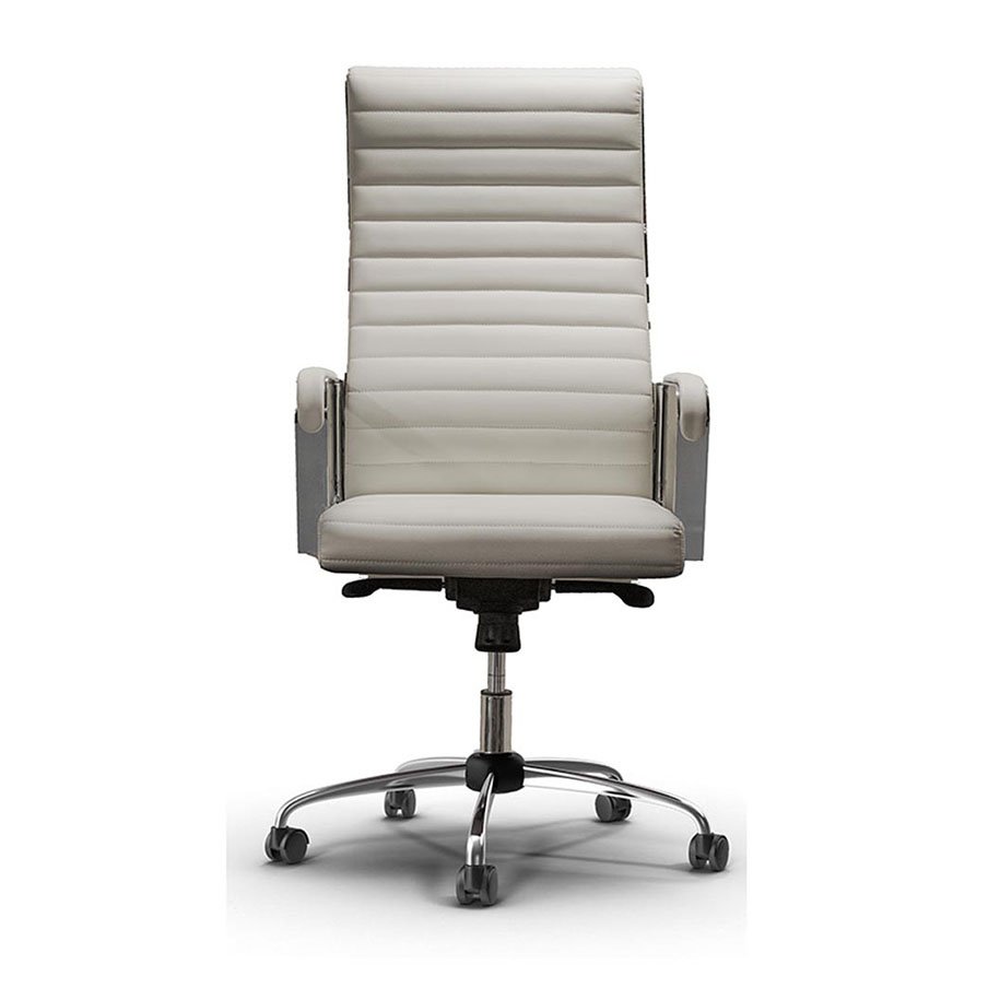 Silla White Meeting Chair with chrome armrest mechanism 1 Silla-White-Office-Chair-Front