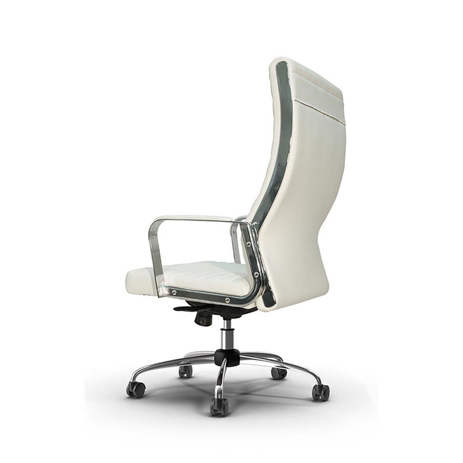 Silla White Meeting Chair with chrome armrest mechanism 3 Silla-White-Office-Chair-Back