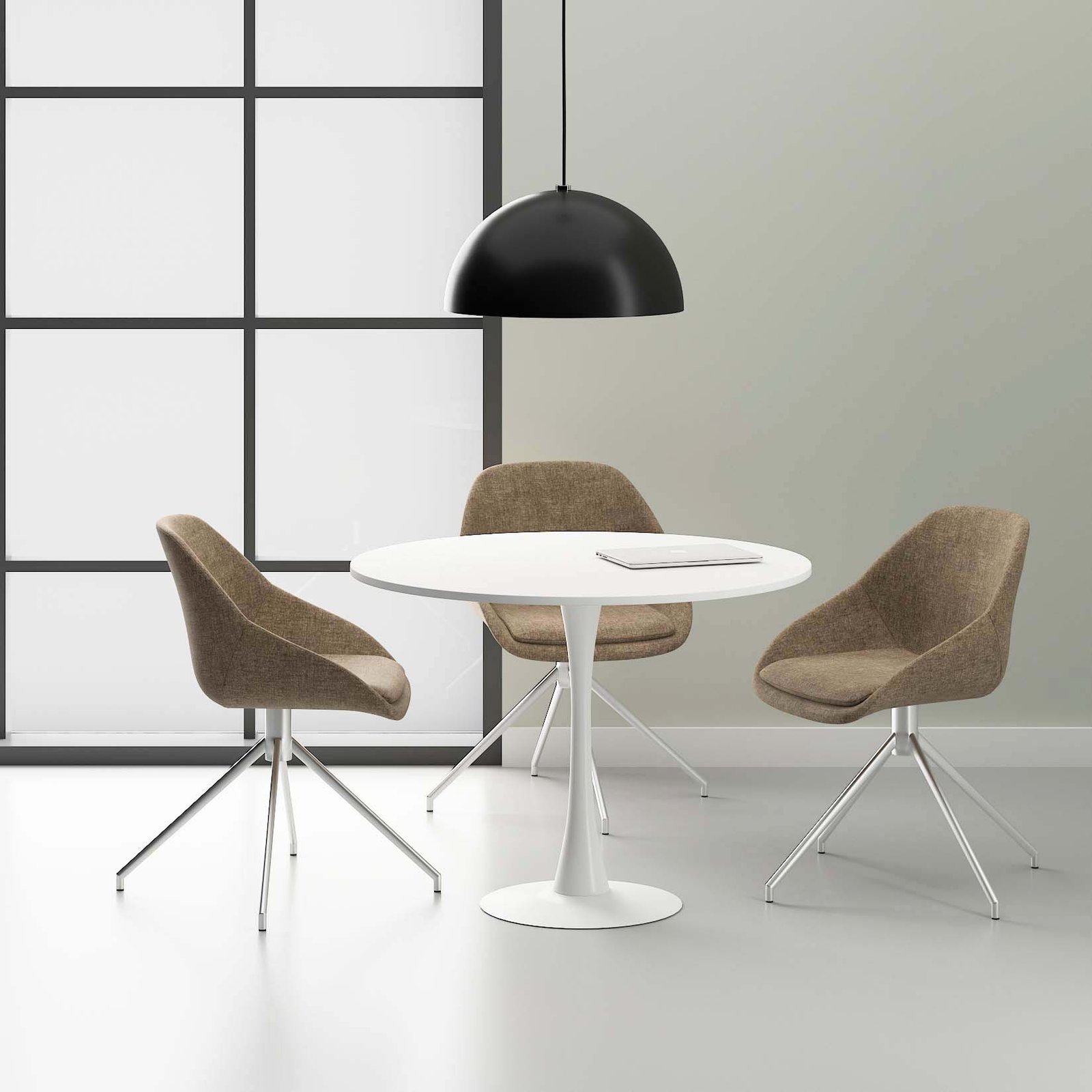 Lia Round Meeting Table | White Base | 3-4 person 5 round meeting table with white base
