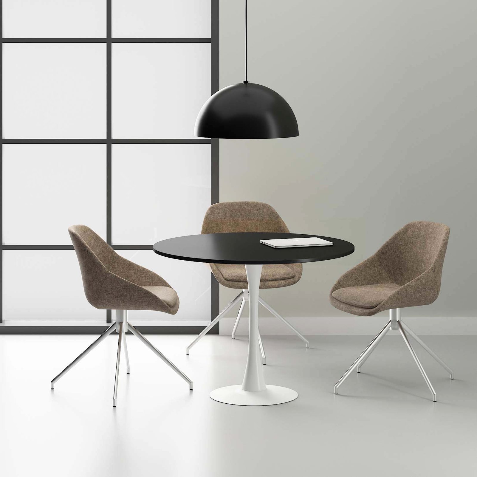 Lia Round Meeting Table | White Base | 3-4 person 4 round meeting table white base