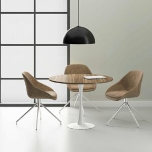 Lia Round Meeting Table | White Base | 3-4 person