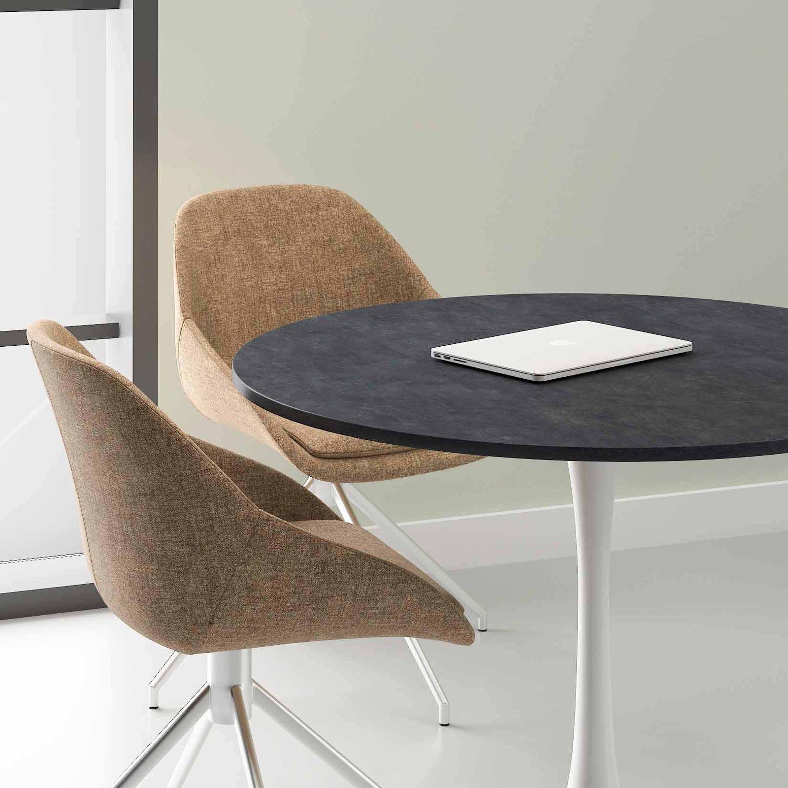 Lia Round Meeting Table | White Base | 3-4 person 2 lia round meeting table