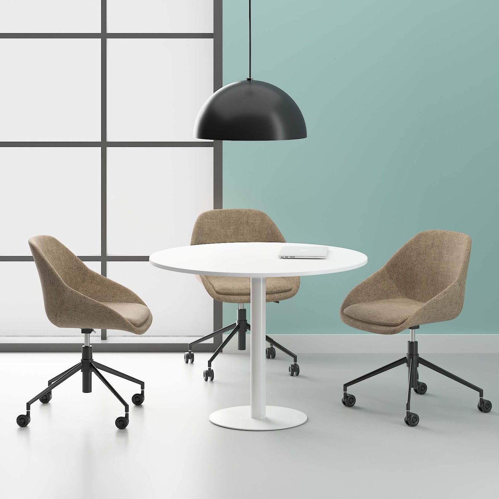 Onyx White Base Round Meeting Table 1 Onyx White Base Round Meeting Table