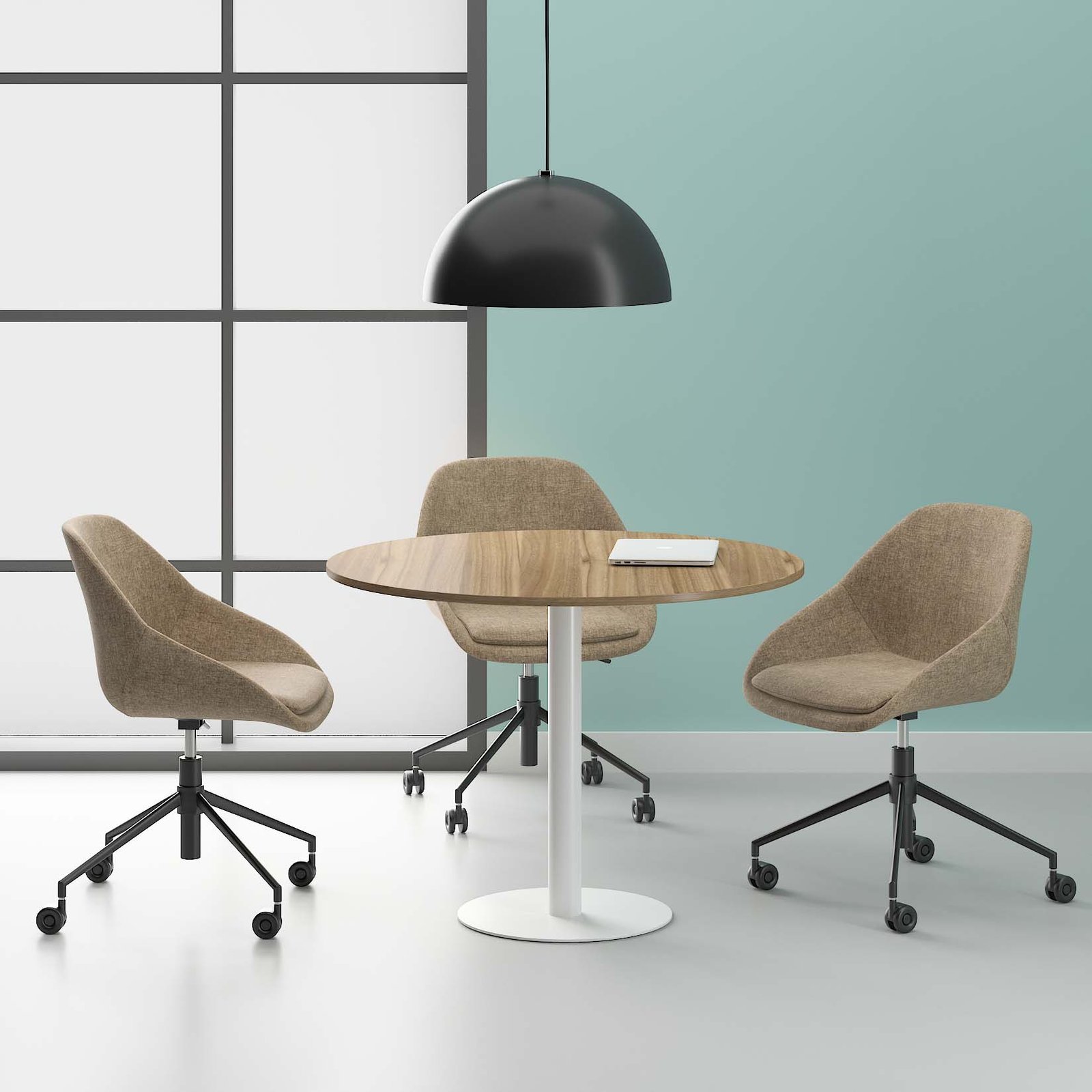 Onyx White Base Round Meeting Table 3 Onyx White Base Round Meeting Table