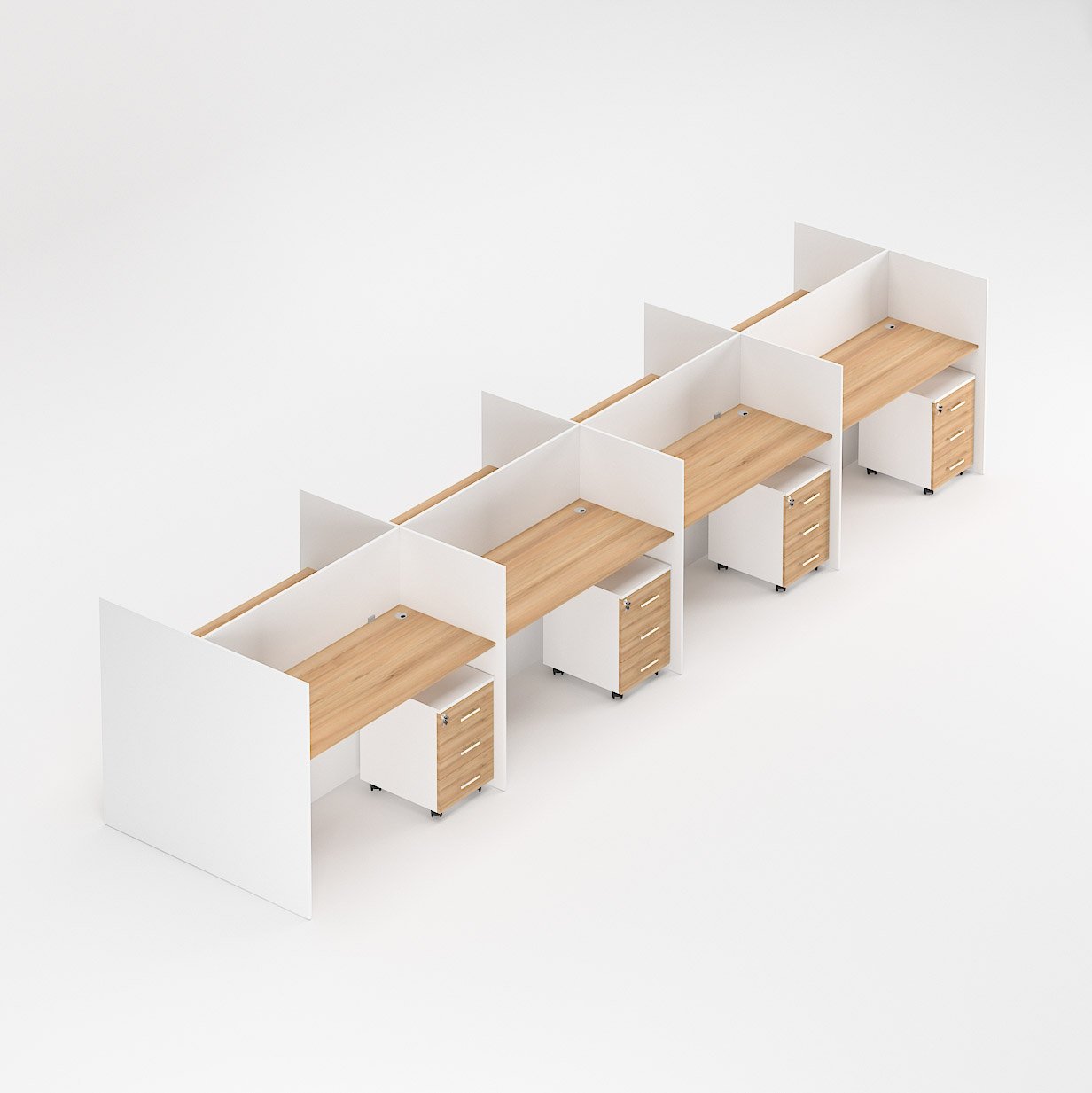 Horizon Office Workstations Cubicles | 8 person Workstation desk 4 workstation desk with divider