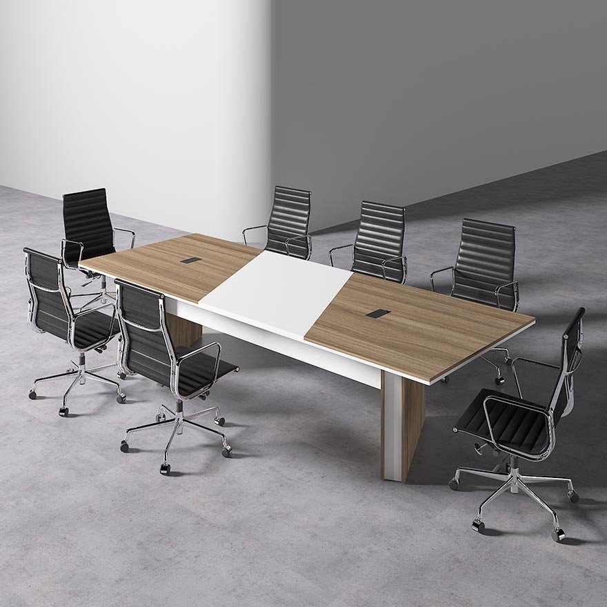 Carl Meeting Room Table | Dual Color (White & Wooden Finish) 1 meeting room table
