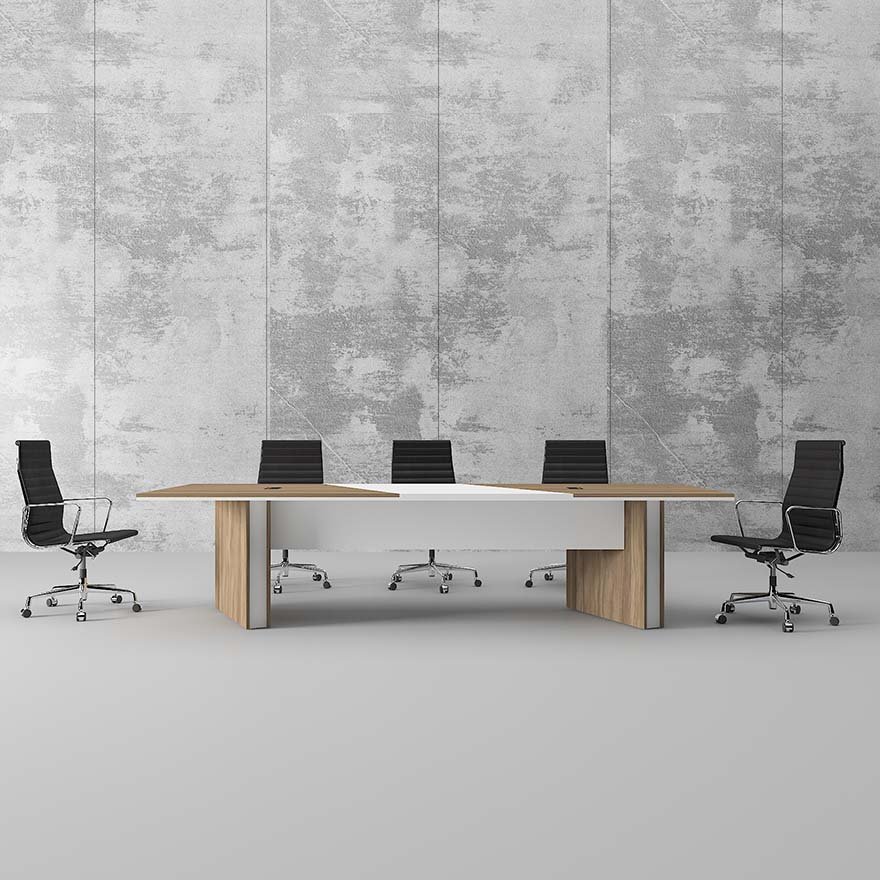 Carl Meeting Room Table | Dual Color (White & Wooden Finish) 2 conference room table