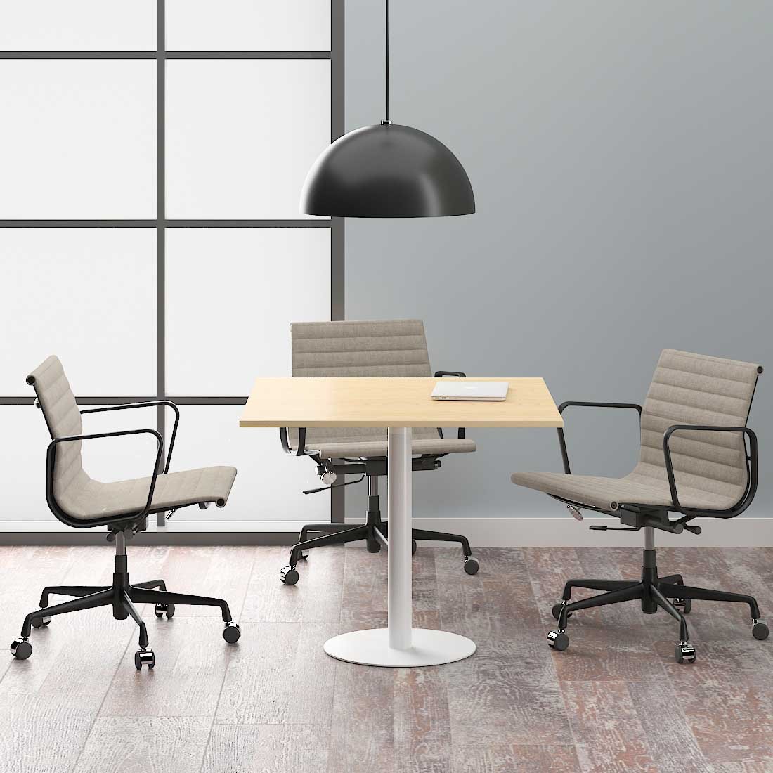 Onyx White Base Square Meeting Table 3 square table