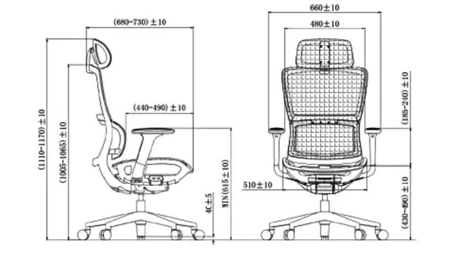 Lay office chair size details