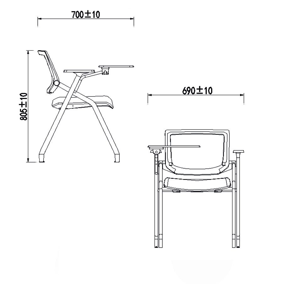 Lagos Black Foldable Training Chair With Writing Pad 4 lagos training chair size details