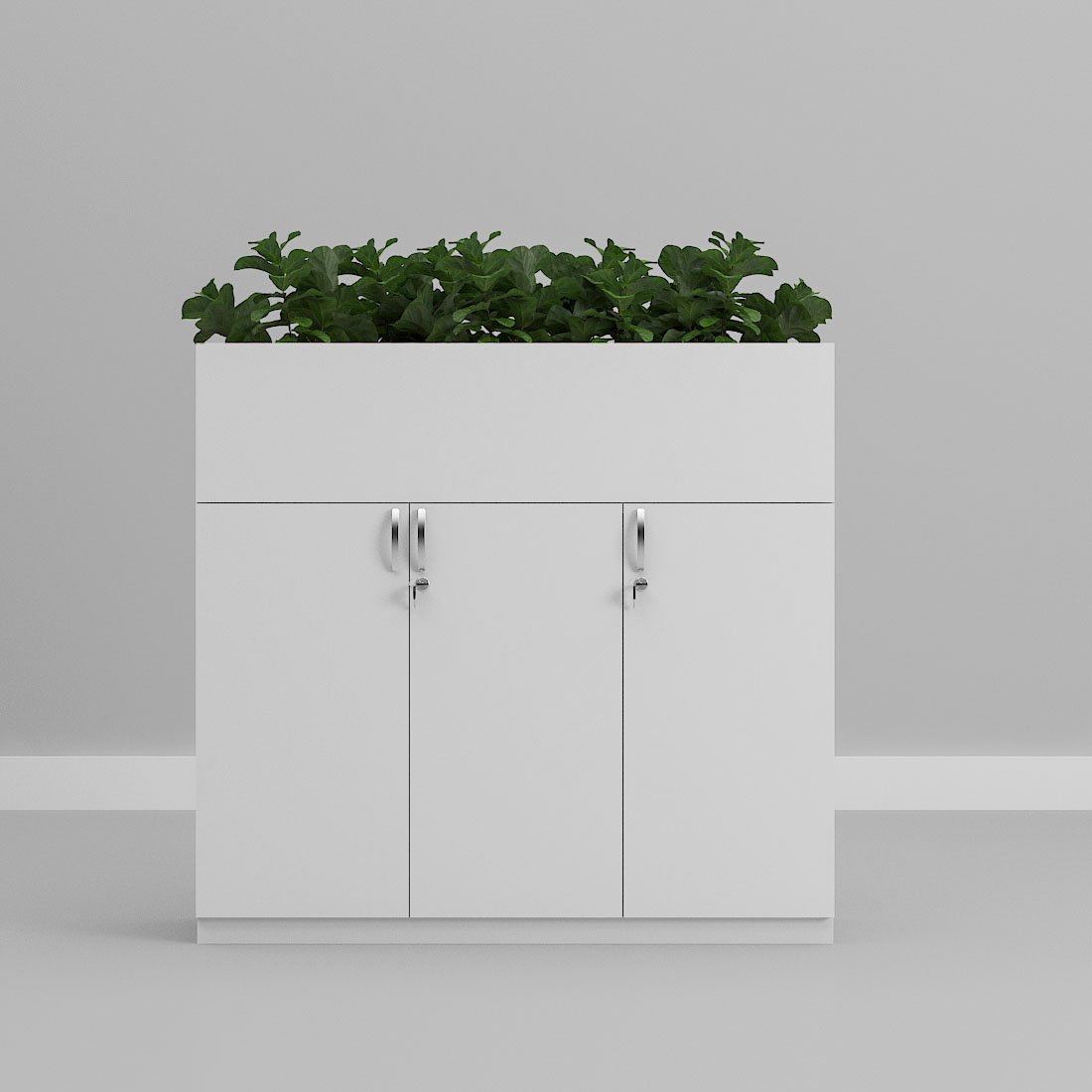Spirit Planter Cabinet for office with Low height Filing Cabinet 4 white planter box
